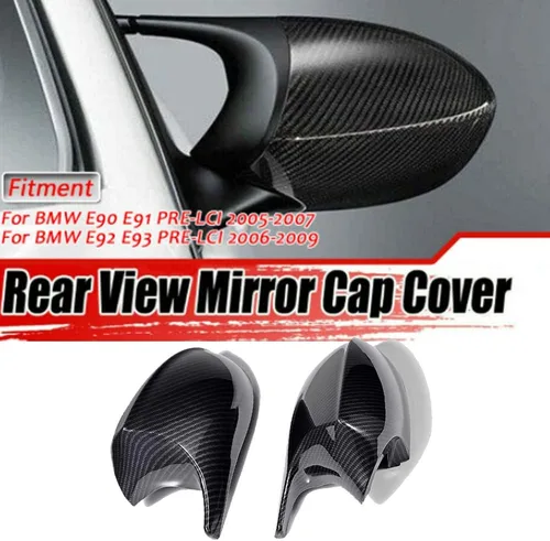Vista 3 de Corp Par de tapas de fibra de carbono estilo M3 para espejo compatibles con BMW E90 E91 E92 E93 Pre-LCI 323i 328i