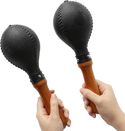 Vista 2 de Maracas de percusión par de agitadores sonajeros martillo de arena instrumento de percusión con carcasas de plástico ABS y mangos de madera