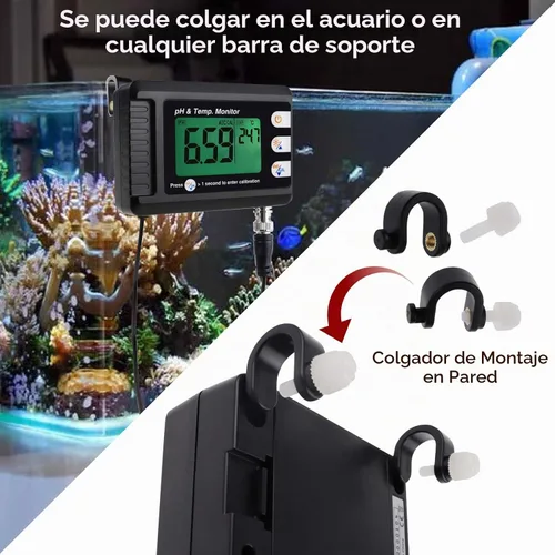 Vista 4 de Medidor de temperatura de pH 2 en 1, monitor de pH del termómetro