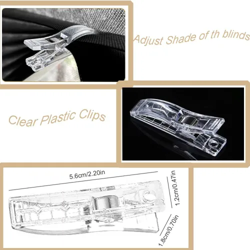 Vista 3 de 12 clips para persianas de papel plisadas, clips de plástico transparente para ventanas temporales para persianas que sujetan cortinas