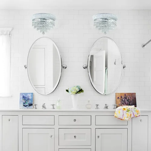Vista 5 de Prismas de carámbano de cristal con 2 luces, aplique de pared para sala de estar, comedor, baño, espejo de tocador, pasillo, dormitorio, armario