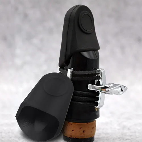 Vista 4 de 2 tapas de boquilla de saxofón, boquilla de clarinete ive tapa de goma accesorios para saxofón (negro)