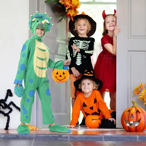 Vista 5 de Dinosaur Costume for Kids, Halloween Costumes for Toddlers Boys Girls, Triceratops Costumes for Trick or Treating