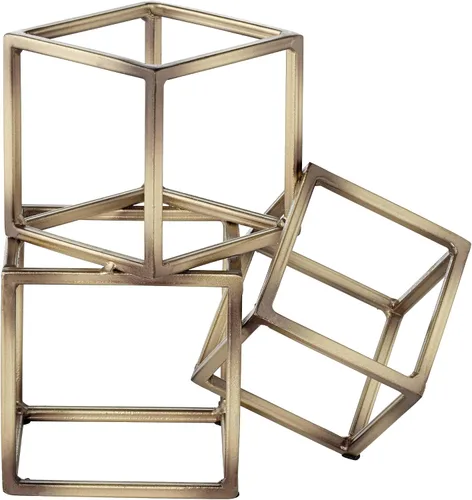 Vista 6 de Sujetalibros geométricos de 7 1/2 pulgadas de alto con acabado de latón antiguo Tricube - Studio 55D