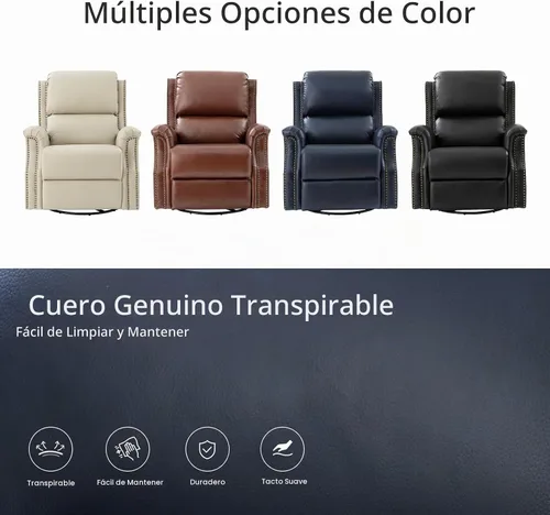 Vista 6 de HULALA HOME Mecedora reclinable giratoria, azul marino