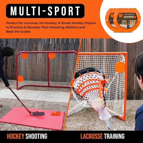 Vista 5 de Top Shelf Targets Paquete de 4 objetivos magnéticos de hockey – Ayudas de tiro duraderas de 8 pulgadas para redes de hockey y lacrosse