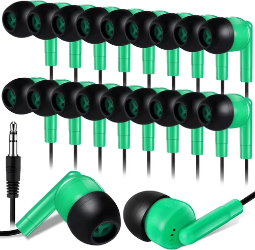 Vista 18 de Kanayu Paquete de 50 auriculares con cable a granel para aulas, auriculares básicos para estudiantes, sin micrófono, con conector de 0.138 in