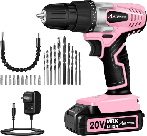 Vista 10 de AVID POWER Juego de taladro inalámbrico de litio de 20 V Max, kit de taladro eléctrico con batería y cargador, portabrocas sin llave de 3/8