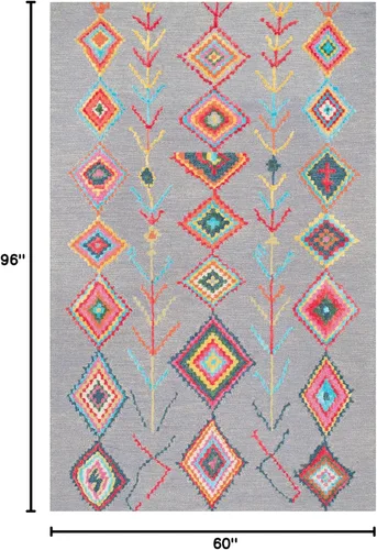 Vista 2 de NuLOOM Belini Alfombra de lana con acento a mano, 2 pies x 3 pies, color marfil Nuloom Belini Trellis - Alfombra de lana para sala de estar