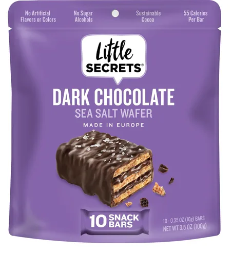 Vista 8 de Little Secrets Obleas Crujientes de Chocolate con Leche 1 Paquete Doble Fabricado en Europa Nada Artificial y Sin Alcoholes de Azúcar Cacao