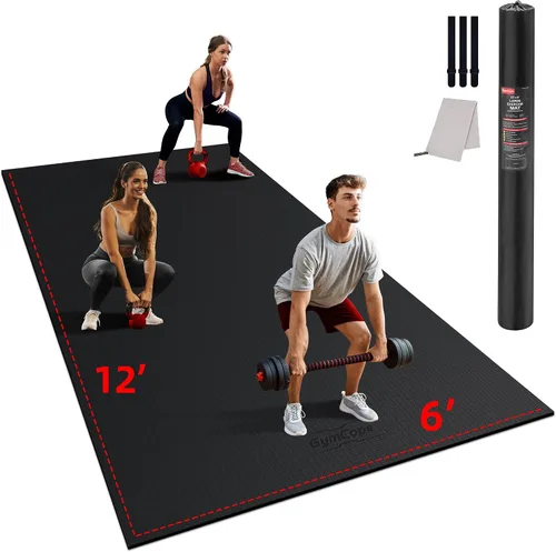 Vista 16 de GymCope - Alfombra grande para entrenar en casa, 12 x 6 pies, 10 x 6 pies, 9 x 6 pies, 8 x 6 pies, 7 x 5 pies, 6 x 4 pies, extragrueso, alfombra