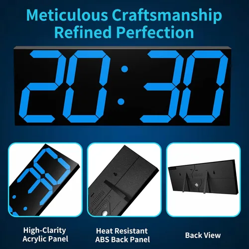 Vista 7 de CHKOSDA 18.7 Inch Large Digital Wall Clock with GPS Auto-Sync Time - Blue 164ft Visibility, No Wi-Fi, 8-Level Dimming, Timer, Remote