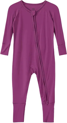 Vista 25 de Pijama de viscosa de bambú sin pies para niños y niñas, pijamas con cremallera para dormir y jugar, mameluco - 0-24 meses