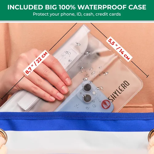 Vista 3 de SHYLERO La bolsa de playa y la bolsa de piscina tiene bolsa hermética, cierre magnético a presión. La bolsa de playa es repelente al agua.