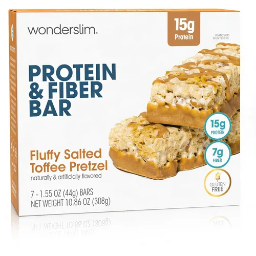 Vista 13 de WonderSlim Barras de proteína altas en fibra, crujiente Fluffy S'more 15g de proteína, 8g de fibra bajas en azúcar, bajas en carbohidratos