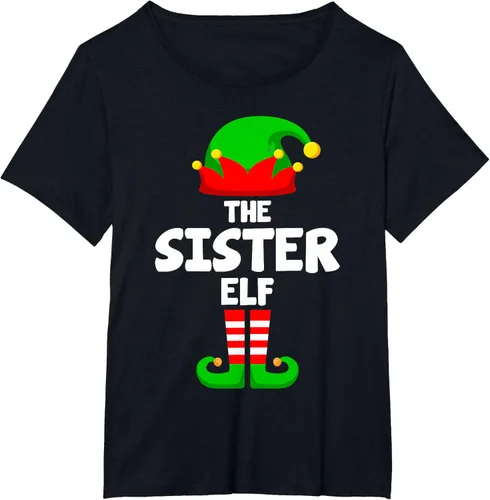 Vista 13 de Sister Elf Matching Family Christmas T-Shirt, Negro
