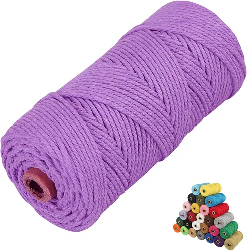 Vista 23 de Cordón de algodón para macramé, hilo torcido de 4 capas, cuerda de algodón natural, suministros perfectos de macramé, para hacer soportes colgantes