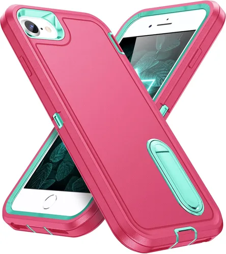 Vista 10 de IDweel Funda para iPhone SE 2020, para iPhone 2022, para iPhone 8/7/6S/6 con soporte, ajuste delgado, protección resistente, a prueba de golpes
