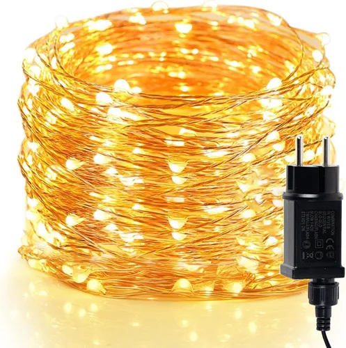 Vista 16 de Moobibear - Cadena de luces de hadas de 33 pies con 100 LED, impermeables, con enchufe y 8 modos de iluminación - Decoración para interiores