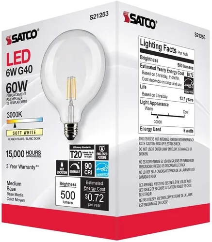 Vista 8 de Satco S21253 6G40/CL/LED/E26/930/120V - Paquete de 6