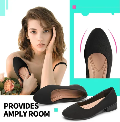 Vista 3 de ALTOCIS Zapatos de tacón grueso de bloque bajo para mujer, elegantes zapatos cerrados con punta redonda y plataforma baja para oficina