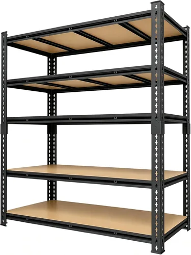 Vista 12 de Estantes de almacenamiento, estantes de garaje, estantes de metal resistentes de 5 niveles para almacenamiento, estante ajustable para cocina
