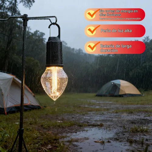 Vista 9 de Linterna LED portátil para campamento, gancho para colgar en cualquier lugar, recargable USB-C, 3 modos de brillo, resistente al agua