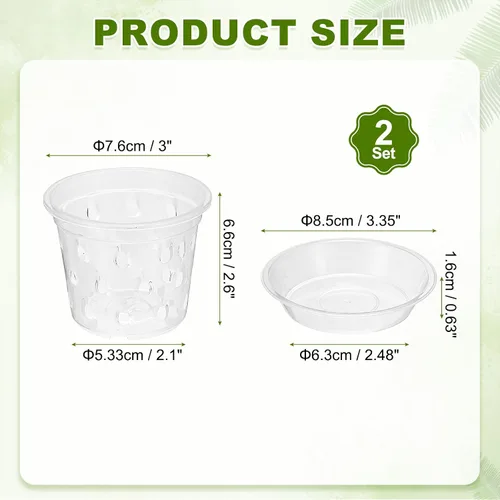 Vista 2 de METALLIXITY Macetas transparentes de orquídeas de 3 pulgadas con agujeros