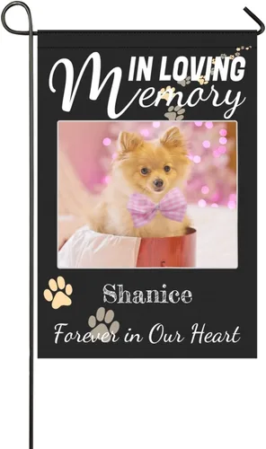 Vista 9 de LATHIFA Banderas conmemorativas personalizadas, banderas de jardín personalizadas en memoria amorosa con nombre, fecha y foto para decoración
