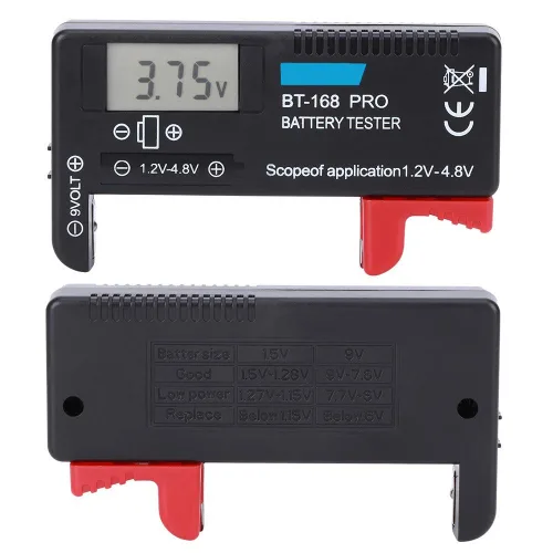 Vista 5 de Probador de batería digital de varios tamaños para pilas de botón AAA AA 9V D C BT-168PRO