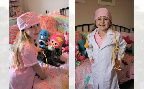 Vista 7 de Conjunto de disfraz de médico para niños con gorra y accesorios, juego de 5 piezas