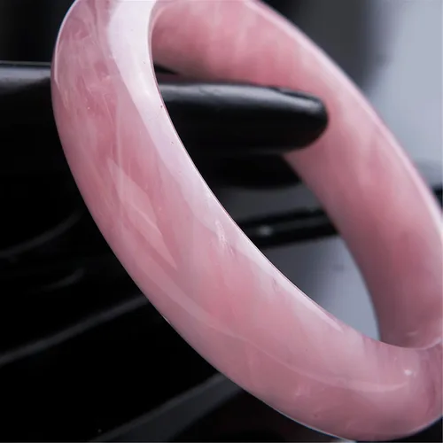 Vista 4 de Pulsera de joyería de cuarzo rosa natural, pulsera de piedras preciosas, diámetro interior 2.283in