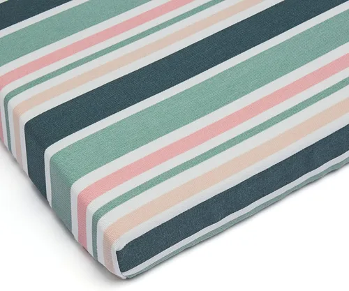 Vista 3 de Amazon Basics - Cojín para banco de patio exterior, 45 x 18 x 3 pulgadas, color rosa, estilo rayas verdes