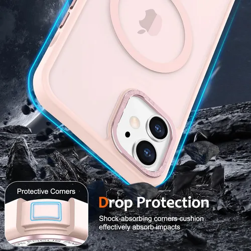 Vista 646 de Anuck - Funda magnética para iPhone 11 compatible con MagSafe, carcasa trasera mate translúcida dura, borde de TPU, delgada, resistente a impactos