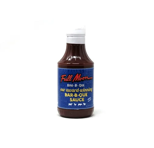 Vista 2 de Salsa BBQ Full Moon, botellas de 2 a 16 onzas incluidas con una tarjeta de recetas JFS