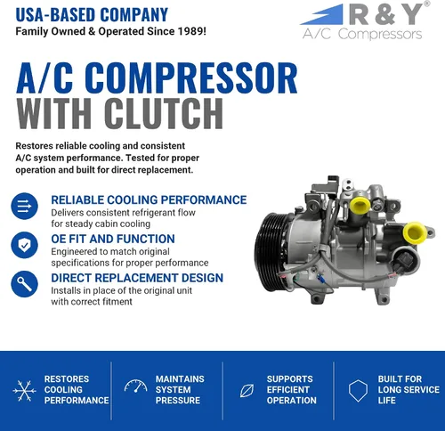 Vista 2 de RYC Compresor de aire acondicionado automotriz y embrague de A/C AD-1376 (se adapta a Acura TLX 2.4L 2015, 2016, 2017, 2018, 2019, 2020)