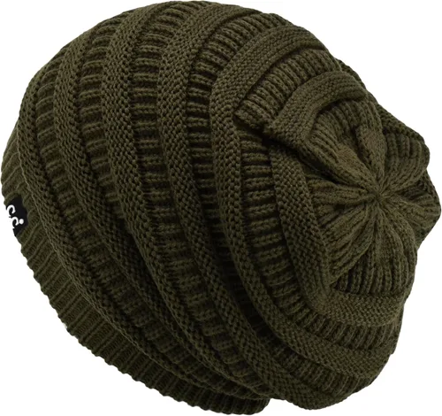 Vista 63 de C.C Winter Oversized Beanie Hat with Fuzzy Lining – Thick Knit Thermal Beanie for Cold Weather, Soft Warm Fleece Lined Cap