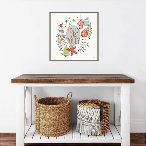 Vista 9 de Amanti Art Lienzo enmarcado para pared, diseño retro de Navidad IV de Janelle Penner (22 pulgadas de ancho x 22 pulgadas de alto), marco gris lavado