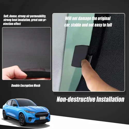 Vista 6 de Blazeray Parasol Mach E para Ford Mustang 2021, 2022, 2023, accesorios Mach-E, parasol plegable para techo de vidrio con cubiertas reflectantes