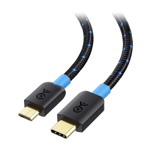 Vista 8 de Cable Matters Cable trenzado USB C a micro USB – 1 pie, [carga de 3A/15 W, datos de 480 Mbps] cable microUSB a USBC, cable Micro-B 2.0