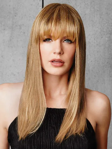 Vista 4 de Flecos en la parte superior de la cabeza color R6/30H chocolate cobre – 16 pulgadas de longitud Topper Hairdo Base Monofilamento 5 Clips Natural