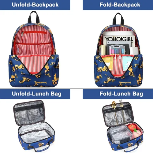 Vista 15 de CAMTOP - Conjunto de mochila y lonchera con estampados divertidos para niños de preescolar y primaria), Y0058-2
