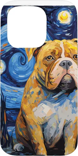 Vista 14 de Funda para iPhone 16 American Bully Starry Night para perro, mamá, perro, papá