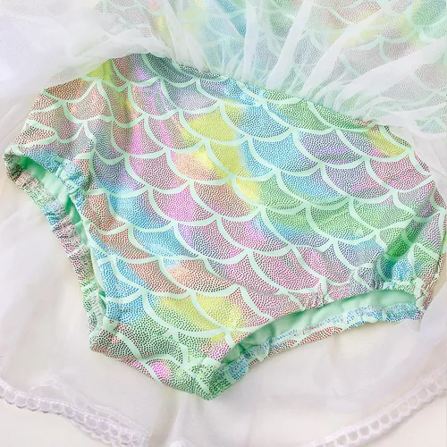 Vista 6 de LYSMuch 3Mo-6T - Mameluco de sirena de una pieza para niña, vestido sin mangas, vestido de tul