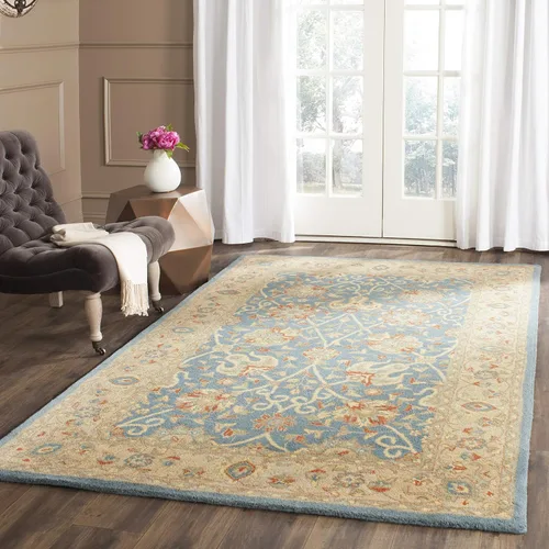 Vista 7 de SAFAVIEH Colección Antigüedades - Alfombra de 6' redonda, marrón y verde, hecha a mano, diseño oriental tradicional de lana, ideal para áreas
