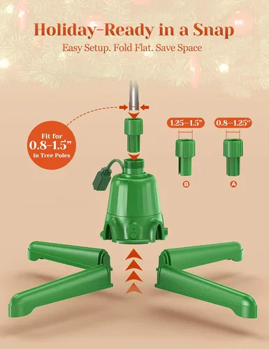 Vista 5 de Soporte giratorio para árbol de Navidad de 360° con control remoto y manual Verde esmeralda