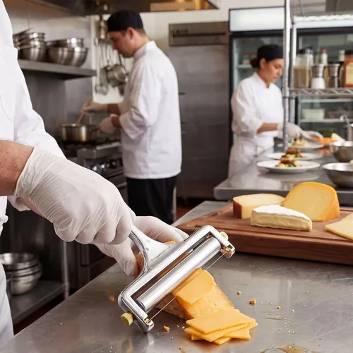 Vista 3 de TrueCraftware - Cortador de queso resistente - Cortador de queso de mano para cheddar gruyere raclette mozzarella, bloque de queso ajustable
