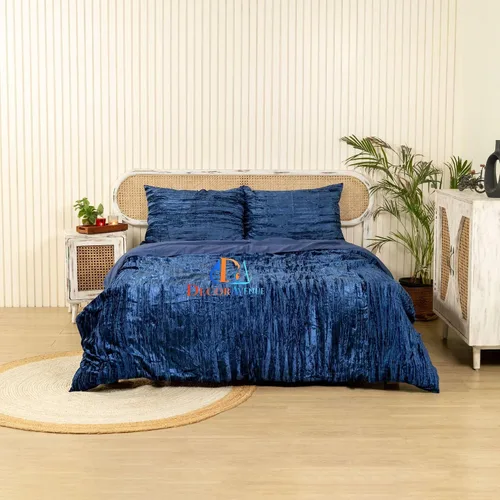 Vista 2 de Funda de edredón de terciopelo aplastado ultra lujosa, ropa de cama bohemia de UO edredón de ropa de cama de mujer, juego de edredón de 3 piezas