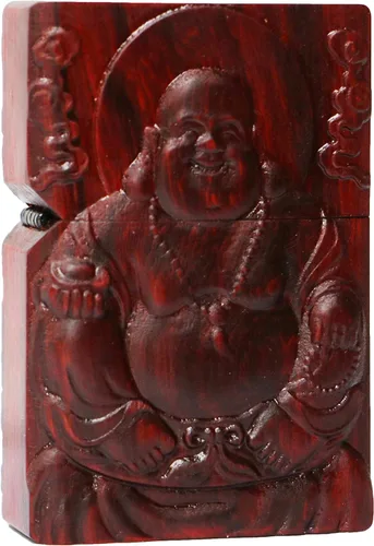 Vista 23 de Carcasa exterior de palisandro Huanghuali natural tallado para módulo Zippo (1000 brazos Avalokiteshvara de la diosa 3#)