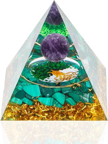 Vista 8 de Pirámide de cristales de orgón, (esmalte azul)